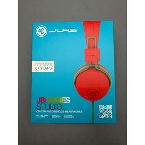 NIB JLab JBuddies Studio Kids On-Ear Folding Wired Headphones Red Teal